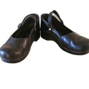 Dansko Marcelle Black Leather Mary Jane Clog Shoes Size 42 US 11.5 - 12